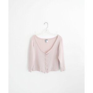 Kristensen du Nord Soft Pink Cashmere Silk Knit Crop Cardigan sz 3 US L